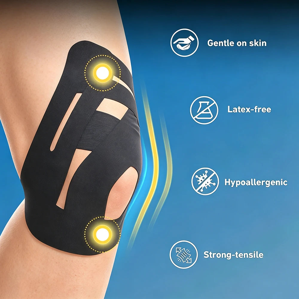 Pre-Cut Vigor Essentials Knee Tape – Breathable, Waterproof & Strong Adhesive