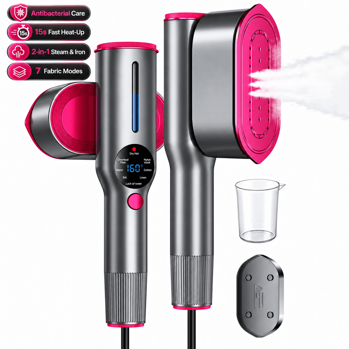 Vigor Essentials 2-in-1 Handheld Garment Steamer & Iron for Clothes – Travel Size